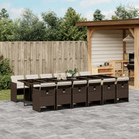Thumbnail for 13-tlg. Garten-Essgruppe mit Kissen Braun Poly Rattan
