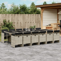Thumbnail for 13-tlg. Garten-Essgruppe mit Kissen Hellgrau Poly Rattan