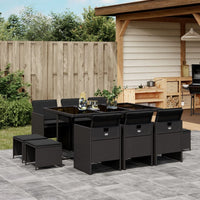 Thumbnail for 11-tlg. Garten-Essgruppe mit Kissen Schwarz Poly Rattan