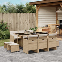 Thumbnail for 11-tlg. Garten-Essgruppe mit Kissen Beige Poly Rattan