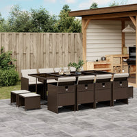 Thumbnail for 13-tlg. Garten-Essgruppe mit Kissen Braun Poly Rattan