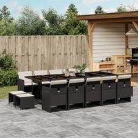 Thumbnail for 15-tlg. Garten-Essgruppe mit Kissen Schwarz Poly Rattan