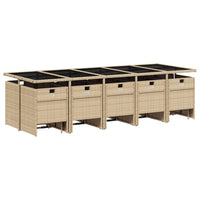 Thumbnail for 15-tlg. Garten-Essgruppe mit Kissen Beige Poly Rattan
