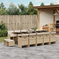 Thumbnail for 15-tlg. Garten-Essgruppe mit Kissen Beige Poly Rattan