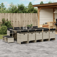Thumbnail for 15-tlg. Garten-Essgruppe mit Kissen Hellgrau Poly Rattan