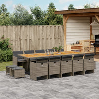 Thumbnail for 15-tlg. Garten-Essgruppe mit Kissen Grau Poly Rattan