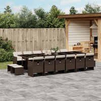 Thumbnail for 17-tlg. Garten-Essgruppe mit Kissen Braun Poly Rattan