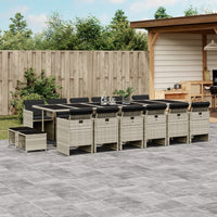 Thumbnail for 17-tlg. Garten-Essgruppe mit Kissen Hellgrau Poly Rattan