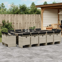 Thumbnail for 15-tlg. Garten-Essgruppe mit Kissen Hellgrau Poly Rattan