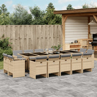 Thumbnail for 15-tlg. Garten-Essgruppe mit Kissen Beigemischung Poly Rattan