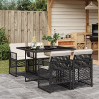 Thumbnail for 5-tlg. Garten-Essgruppe mit Kissen Schwarz Poly Rattan