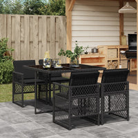 Thumbnail for 5-tlg. Garten-Essgruppe mit Kissen Schwarz Poly Rattan