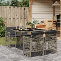 Thumbnail for 5-tlg. Garten-Essgruppe mit Kissen Grau Poly Rattan