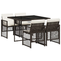 Thumbnail for 5-tlg. Garten-Essgruppe mit Kissen Braun Poly Rattan
