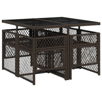 Thumbnail for 5-tlg. Garten-Essgruppe mit Kissen Braun Poly Rattan