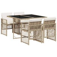 Thumbnail for 5-tlg. Garten-Essgruppe mit Kissen Beige Poly Rattan