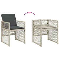 Thumbnail for 5-tlg. Garten-Essgruppe mit Kissen Hellgrau Poly Rattan