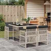 Thumbnail for 5-tlg. Garten-Essgruppe mit Kissen Hellgrau Poly Rattan