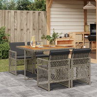 Thumbnail for 5-tlg. Garten-Essgruppe mit Kissen Grau Poly Rattan