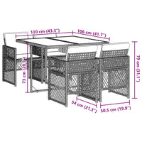 Thumbnail for 5-tlg. Garten-Essgruppe mit Kissen Schwarz Poly Rattan