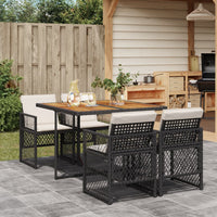 Thumbnail for 5-tlg. Garten-Essgruppe mit Kissen Schwarz Poly Rattan