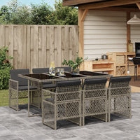 Thumbnail for 7-tlg. Garten-Essgruppe mit Kissen Grau Poly Rattan