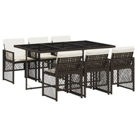 Thumbnail for 7-tlg. Garten-Essgruppe mit Kissen Braun Poly Rattan