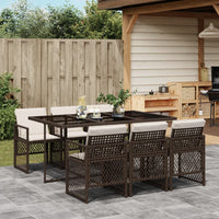 Thumbnail for 7-tlg. Garten-Essgruppe mit Kissen Braun Poly Rattan