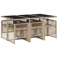 Thumbnail for 7-tlg. Garten-Essgruppe mit Kissen Beige Poly Rattan