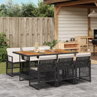 Thumbnail for 7-tlg. Garten-Essgruppe mit Kissen Schwarz Poly Rattan