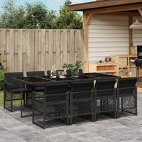 Thumbnail for 9-tlg. Garten-Essgruppe mit Kissen Schwarz Poly Rattan