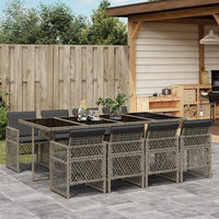 Thumbnail for 9-tlg. Garten-Essgruppe mit Kissen Grau Poly Rattan