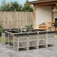Thumbnail for 9-tlg. Garten-Essgruppe mit Kissen Hellgrau Poly Rattan
