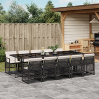 Thumbnail for 11-tlg. Garten-Essgruppe mit Kissen Schwarz Poly Rattan