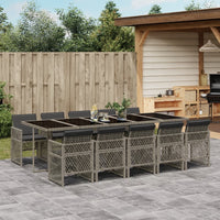 Thumbnail for 11-tlg. Garten-Essgruppe mit Kissen Grau Poly Rattan
