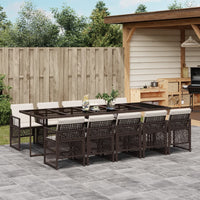 Thumbnail for 11-tlg. Garten-Essgruppe mit Kissen Braun Poly Rattan