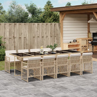 Thumbnail for 11-tlg. Garten-Essgruppe mit Kissen Beige Poly Rattan