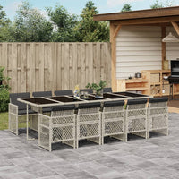Thumbnail for 11-tlg. Garten-Essgruppe mit Kissen Hellgrau Poly Rattan