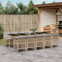 Thumbnail for 11-tlg. Garten-Essgruppe mit Kissen Beige Poly Rattan