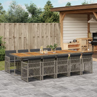Thumbnail for 11-tlg. Garten-Essgruppe mit Kissen Grau Poly Rattan