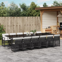 Thumbnail for 13-tlg. Garten-Essgruppe mit Kissen Schwarz Poly Rattan
