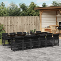 Thumbnail for 13-tlg. Garten-Essgruppe mit Kissen Schwarz Poly Rattan