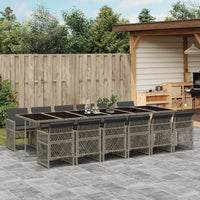 Thumbnail for 13-tlg. Garten-Essgruppe mit Kissen Grau Poly Rattan