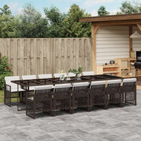Thumbnail for 13-tlg. Garten-Essgruppe mit Kissen Braun Poly Rattan