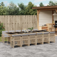 Thumbnail for 13-tlg. Garten-Essgruppe mit Kissen Beige Poly Rattan