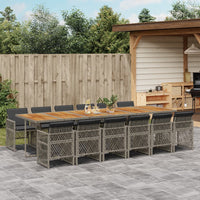 Thumbnail for 13-tlg. Garten-Essgruppe mit Kissen Grau Poly Rattan