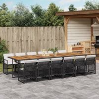 Thumbnail for 13-tlg. Garten-Essgruppe mit Kissen Schwarz Poly Rattan