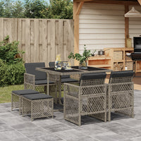 Thumbnail for 9-tlg. Garten-Essgruppe mit Kissen Grau Poly Rattan