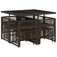 Thumbnail for 9-tlg. Garten-Essgruppe mit Kissen Braun Poly Rattan
