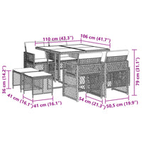 Thumbnail for 9-tlg. Garten-Essgruppe mit Kissen Braun Poly Rattan